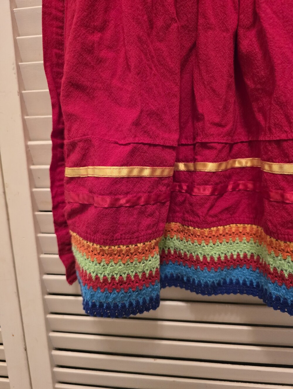 Girls Red Rainbow Ribbon Dress - Picture 2 of 4